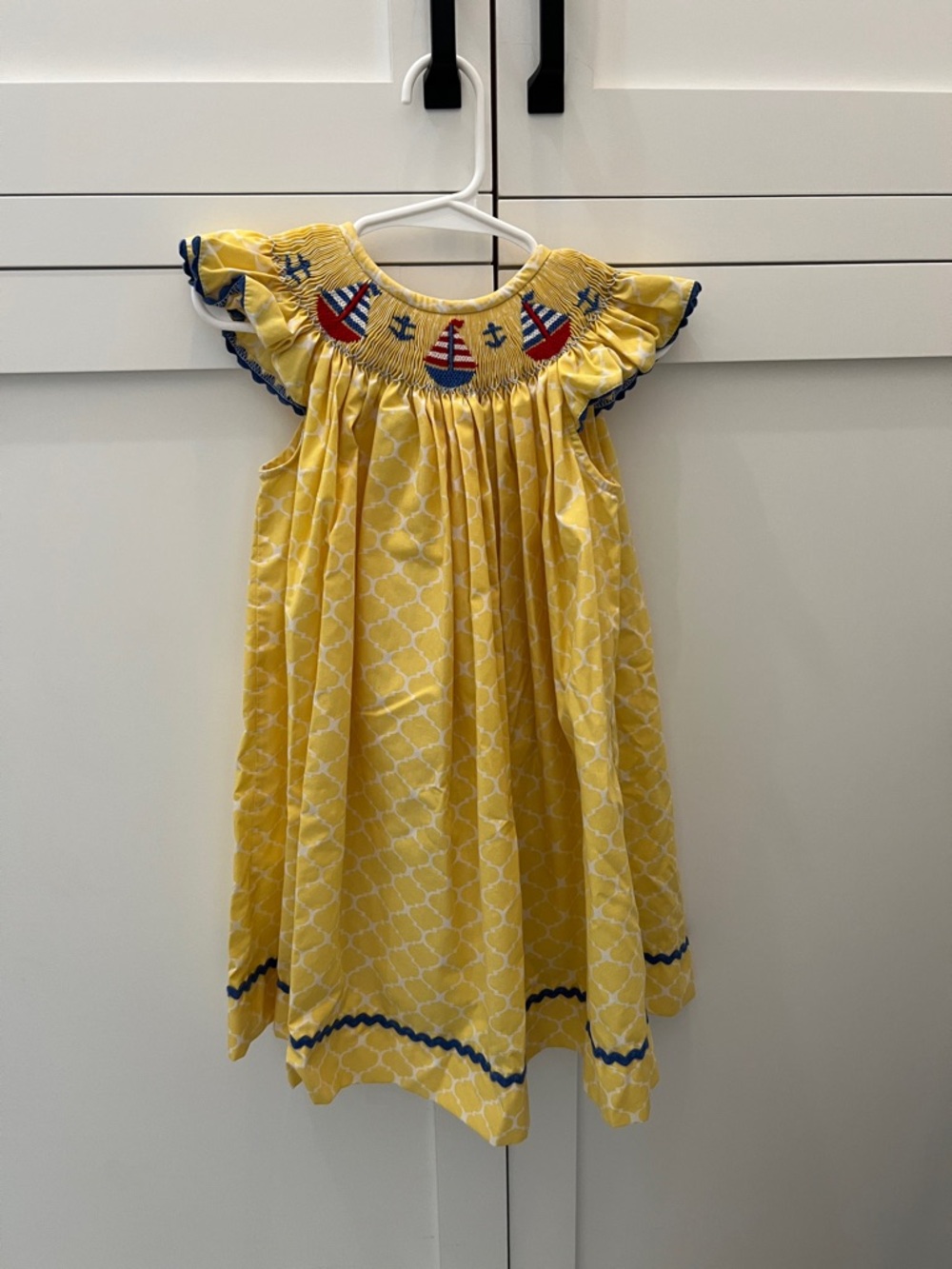 Yellow Smocked Nautical Cotton Dress for Girls